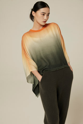 Women's super fine cashmere cape-style crewneck top