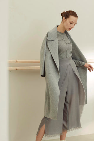 Women's hand-sewn pure cashmere double-face coat