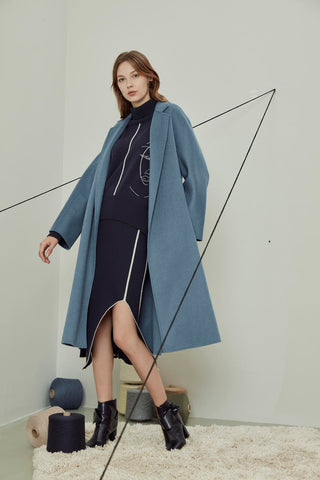 Women's hand-sewn pure cashmere double-face coat